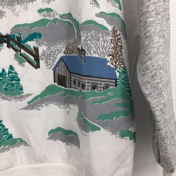 Vintage Petite Winter Snowy hill landscape festive high neck pullover sweatshirt - Picture 6 of 16